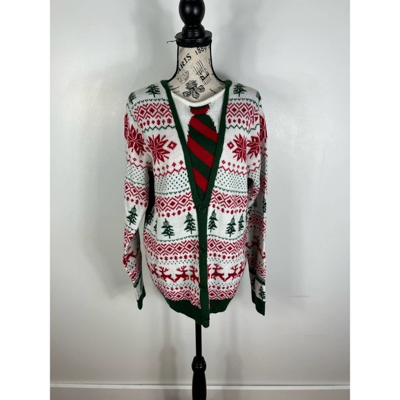 Jolly Sweaters ugly Christmas sweater with tie and buttons detail - Picture 1 of 7